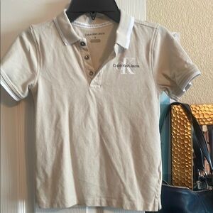 Calvin Klein Jeans Beige Polo with Contrast Trim